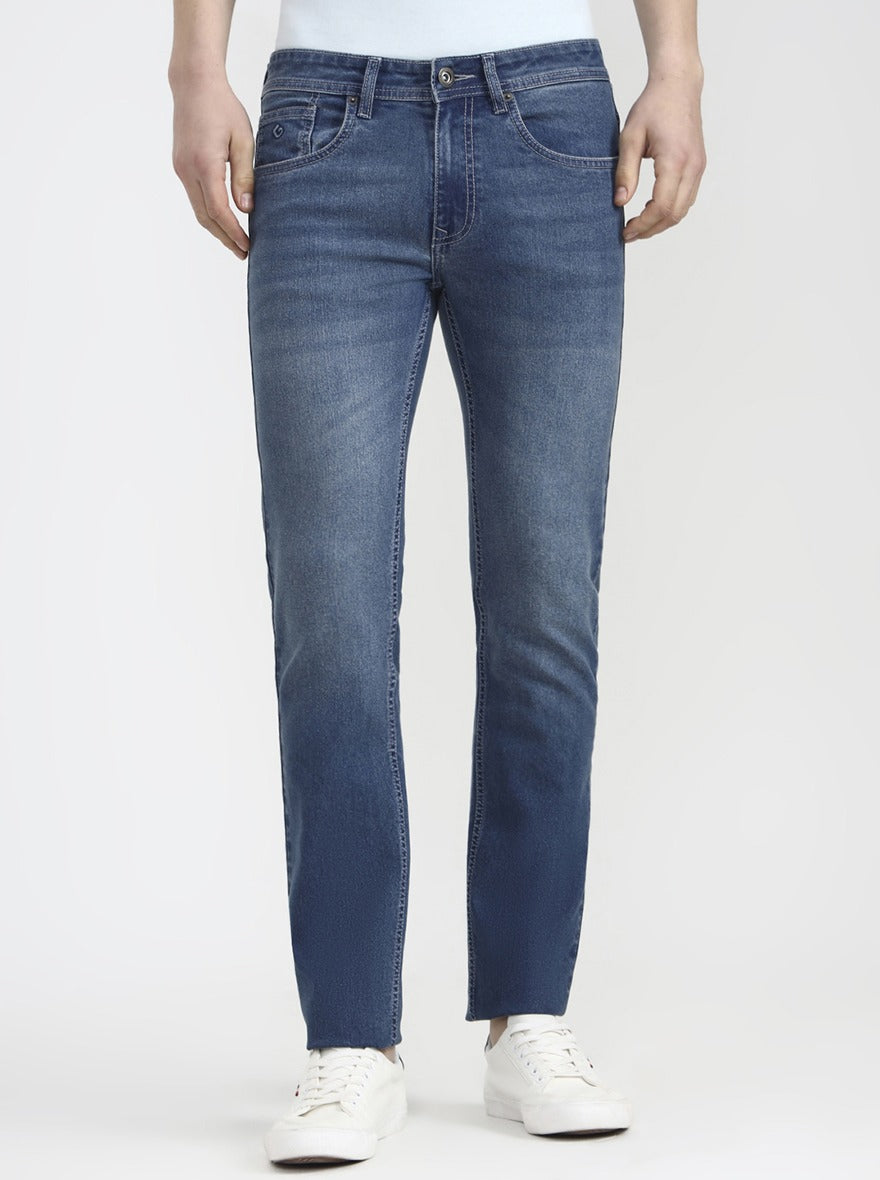 Sky Blue Solid Narrow Fit Jeans | Greenfibre