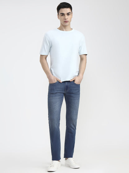 Sky Blue Solid Narrow Fit Jeans | Greenfibre