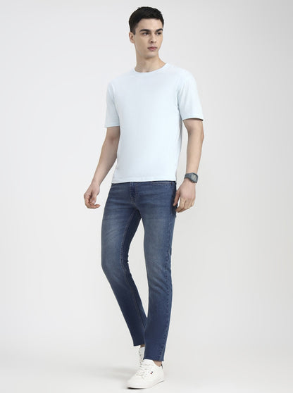 Sky Blue Solid Narrow Fit Jeans | Greenfibre