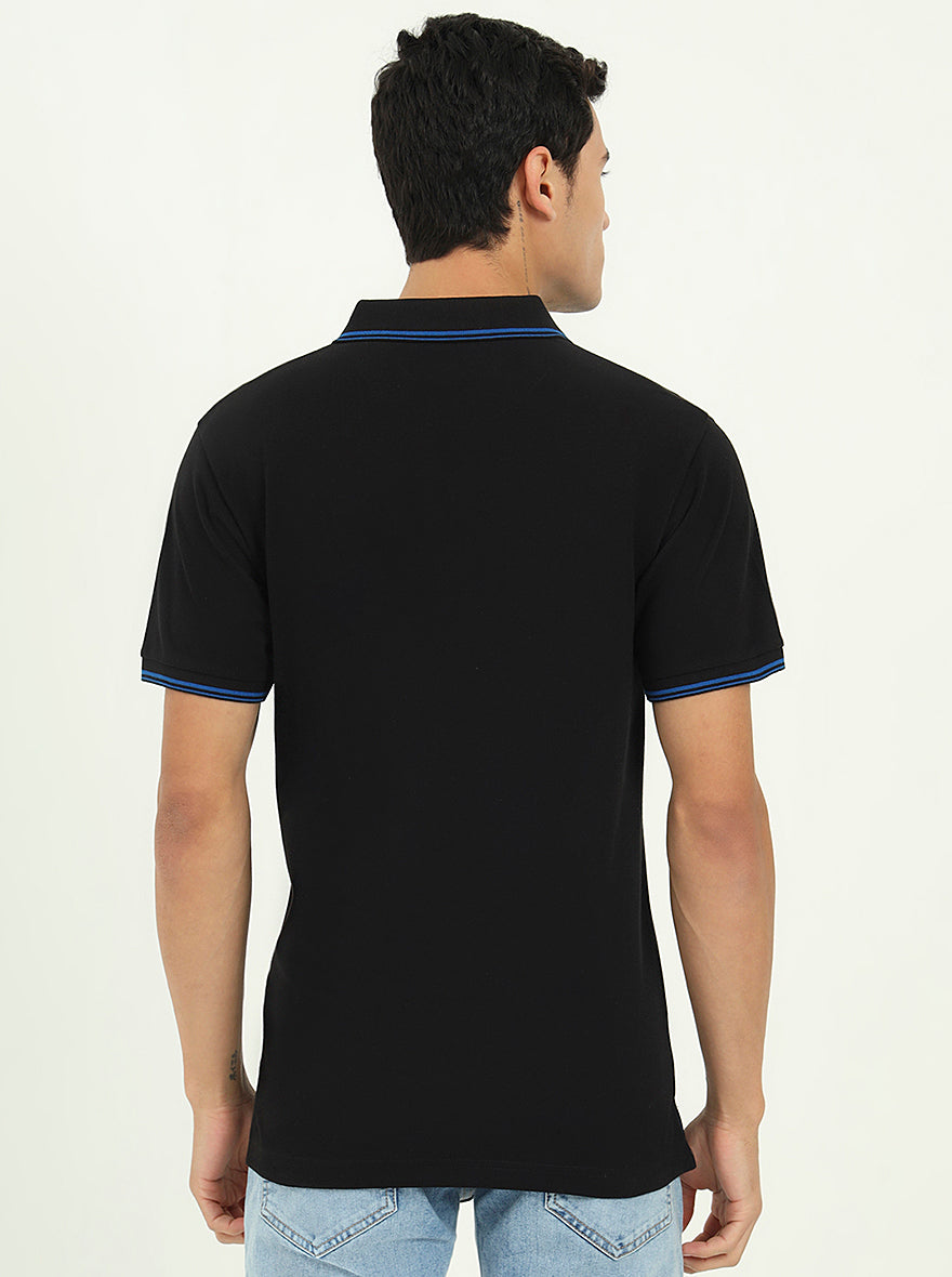 Black Solid Slim Fit Polo T-Shirt | Greenfibre
