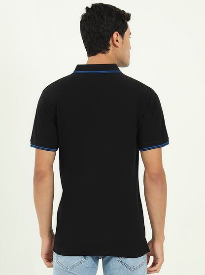 Black Solid Slim Fit Polo T-Shirt | Greenfibre