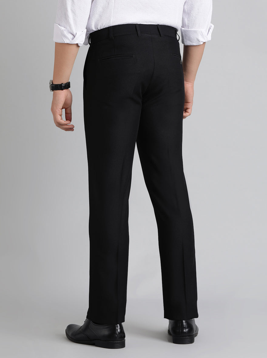 Black Solid Slim Fit Formal Trouser | Metal