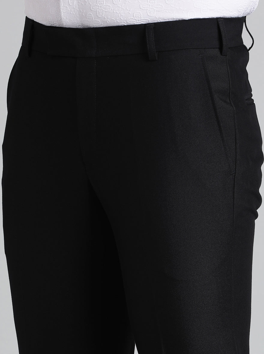 Black Solid Slim Fit Formal Trouser | Metal