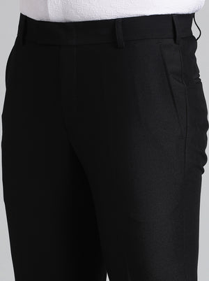 Black Solid Slim Fit Formal Trouser | Metal
