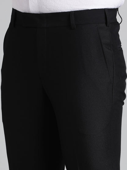 Black Solid Slim Fit Formal Trouser | Metal