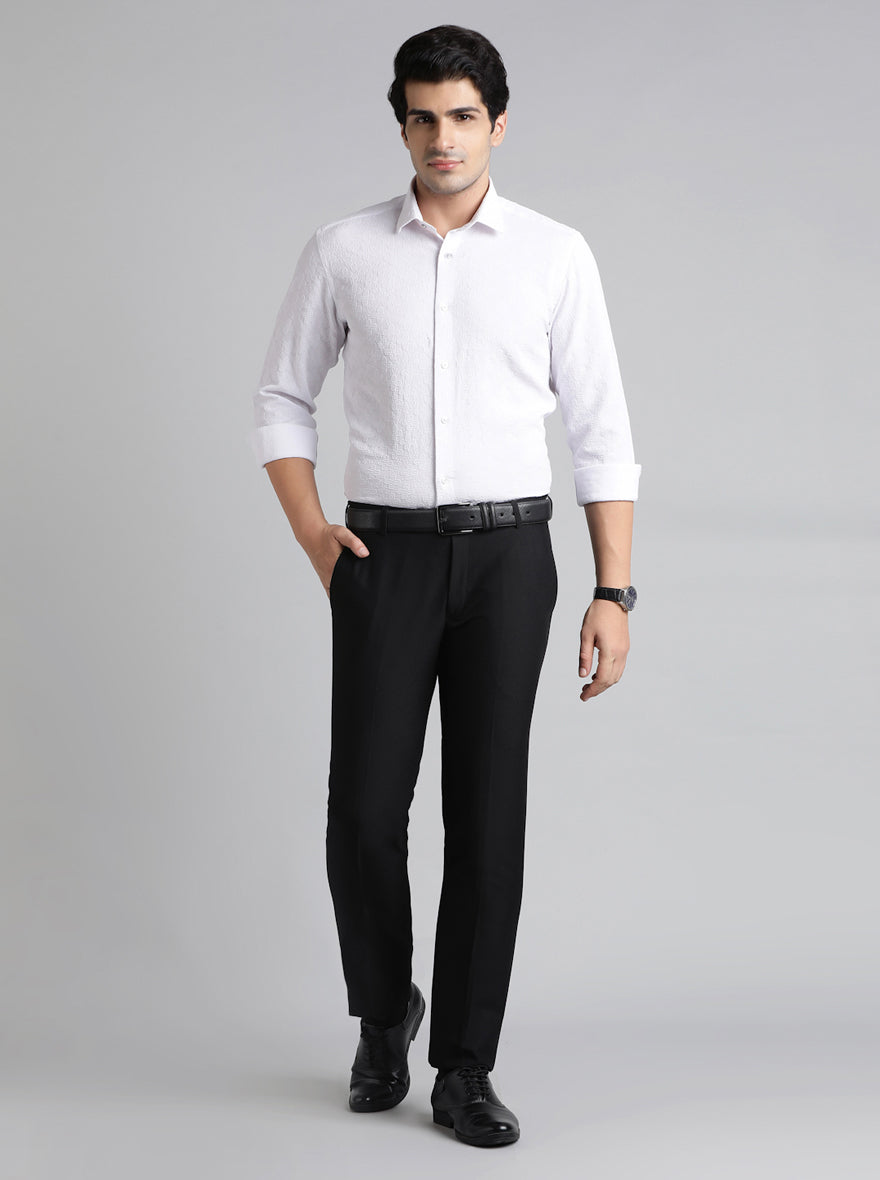 Black Solid Slim Fit Formal Trouser | Metal