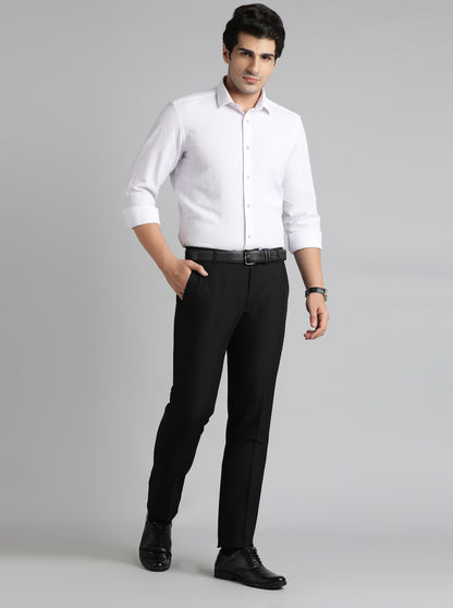 Black Solid Slim Fit Formal Trouser | Metal