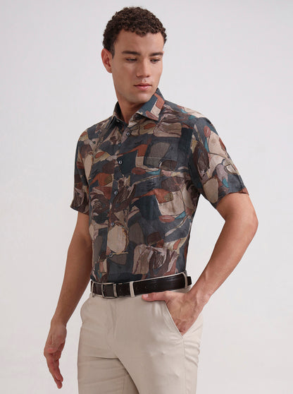 Multicolor Printed Regular Fit Formal Shirt | JadeBlue Super Luxe