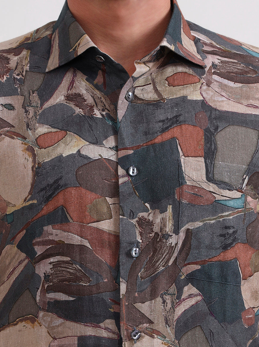 Multicolor Printed Regular Fit Formal Shirt | JadeBlue Super Luxe
