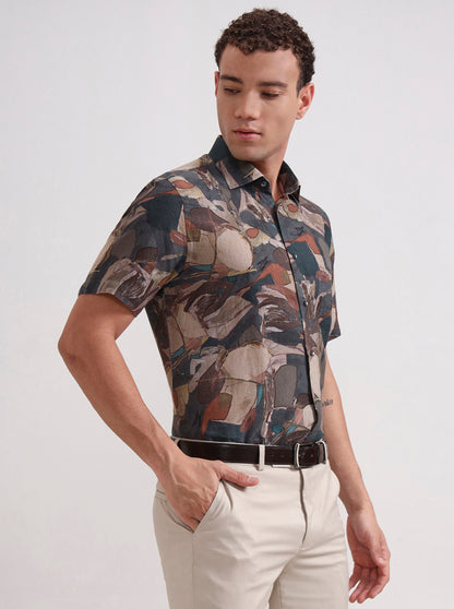 Multicolor Printed Regular Fit Formal Shirt | JadeBlue Super Luxe