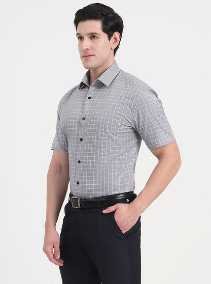 Black Checked Regular Fit Formal Shirt | JadeBlue
