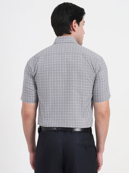 Black Checked Regular Fit Formal Shirt | JadeBlue