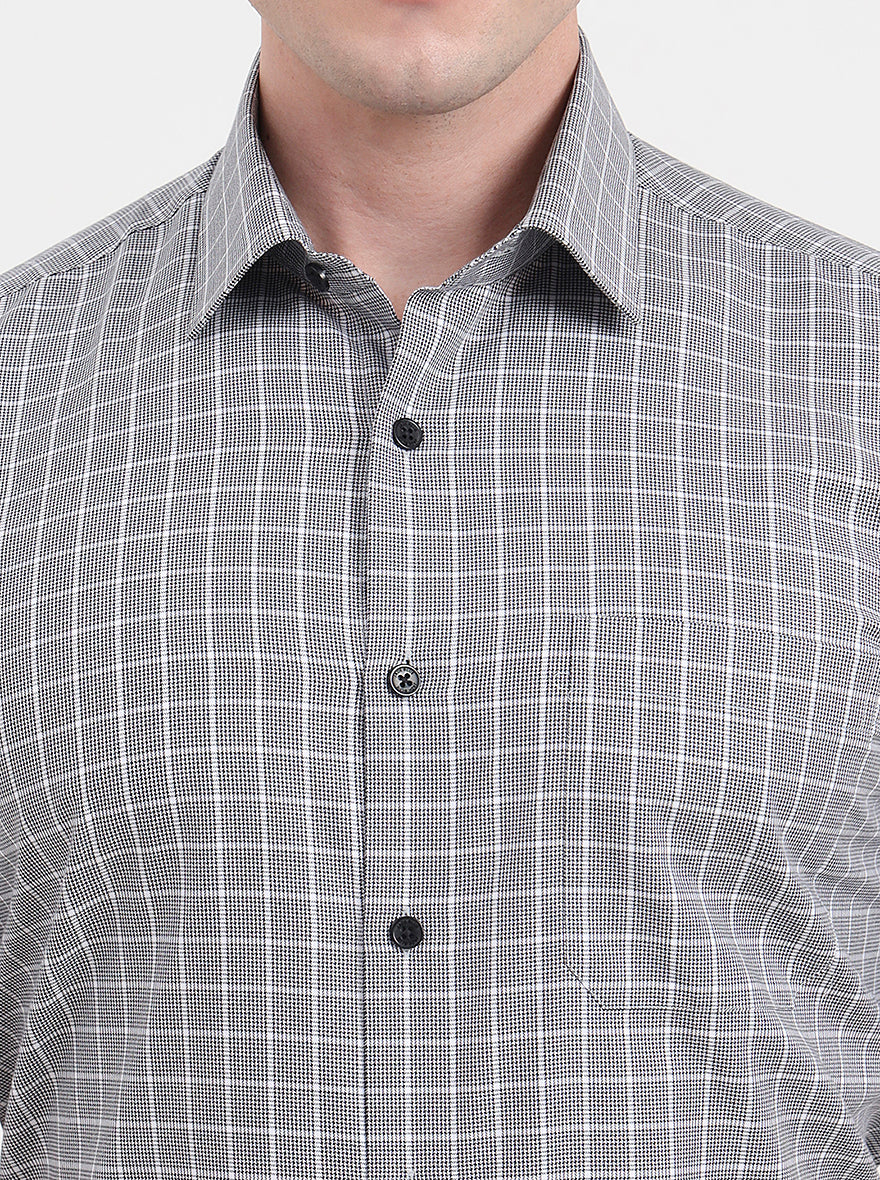 Black Checked Regular Fit Formal Shirt | JadeBlue