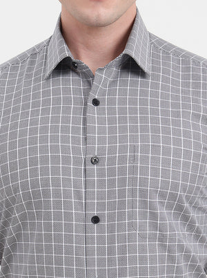 Black Checked Regular Fit Formal Shirt | JadeBlue