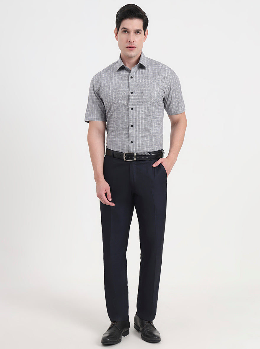 Black Checked Regular Fit Formal Shirt | JadeBlue