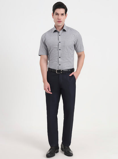 Black Checked Regular Fit Formal Shirt | JadeBlue