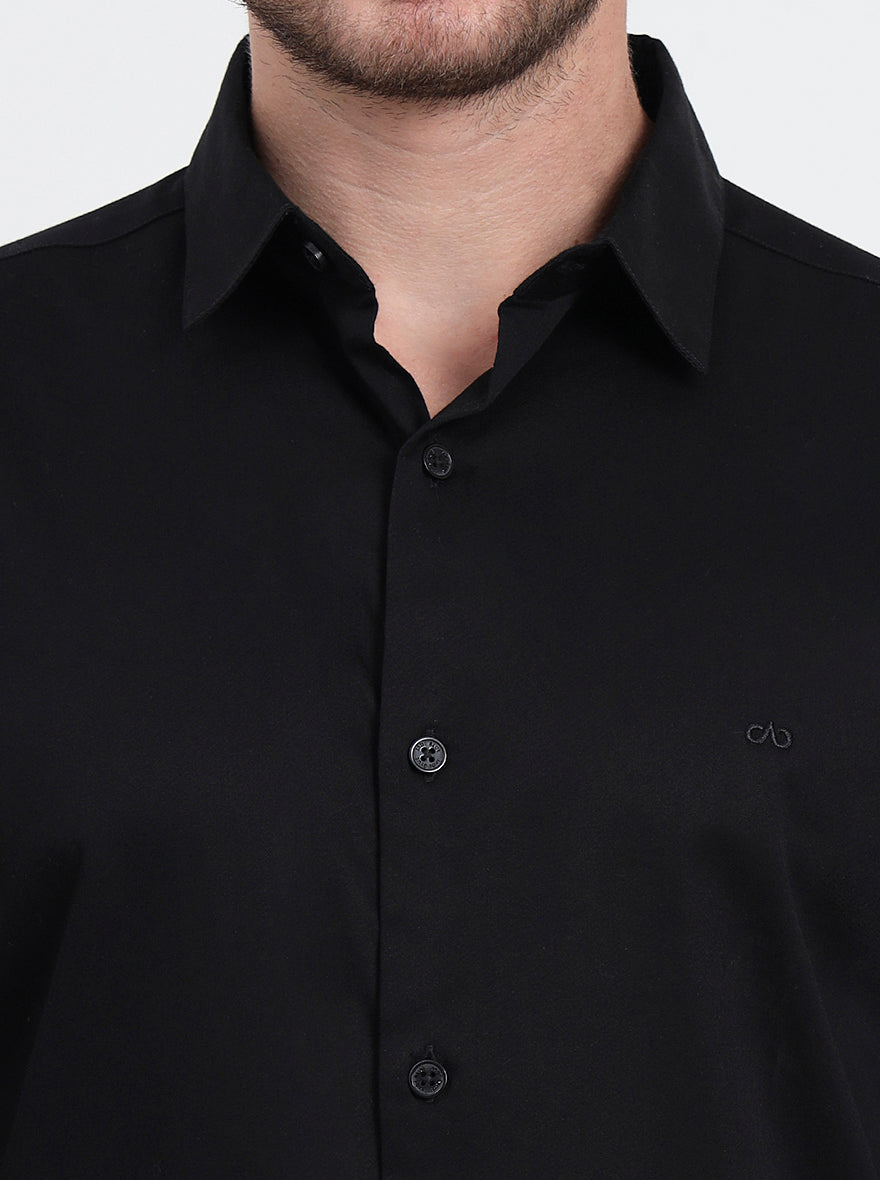 Black Solid Slim Fit Casual Shirt | JadeBlue