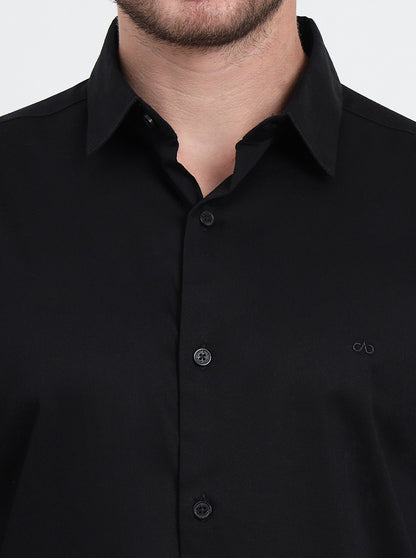 Black Solid Slim Fit Casual Shirt | JadeBlue