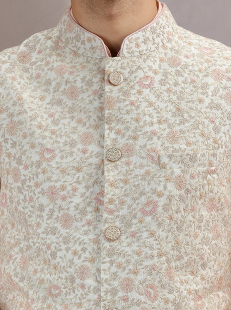 Ivory Embroidred Bandhgala Jacket | Virasana