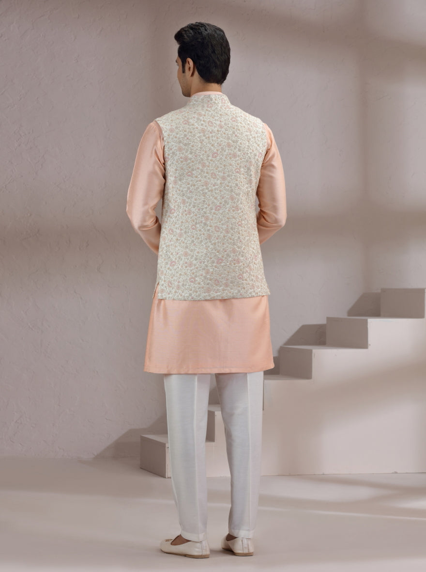 Ivory Embroidred Bandhgala Jacket | Virasana