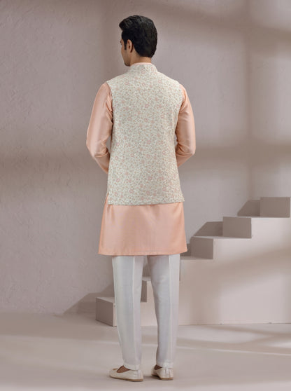 Ivory Embroidred Bandhgala Jacket | Virasana