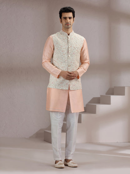 Ivory Embroidred Bandhgala Jacket | Virasana
