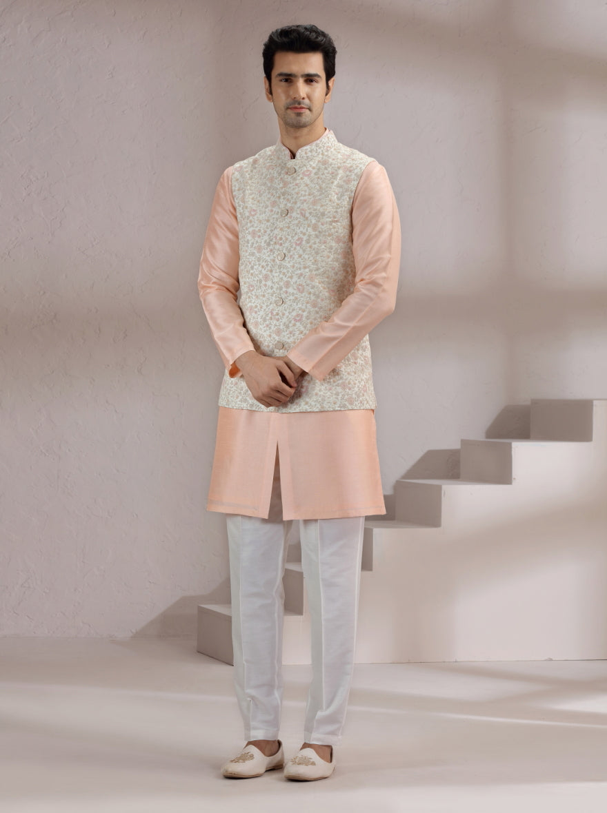 Ivory Embroidred Bandhgala Jacket | Virasana