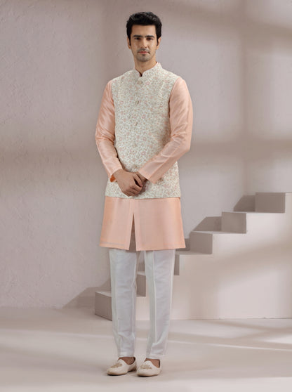 Ivory Embroidred Bandhgala Jacket | Virasana
