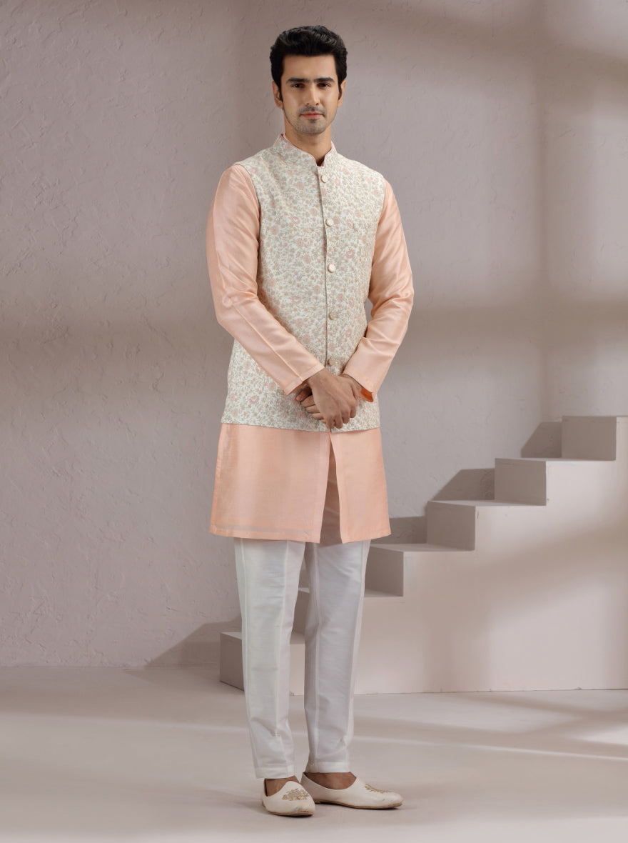 Ivory Embroidred Bandhgala Jacket | Virasana