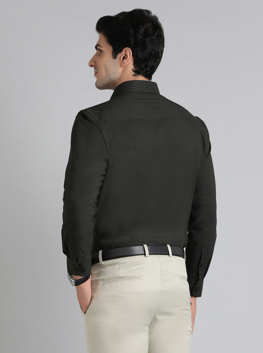 Green Solid Slim Fit Formal Shirt | Metal
