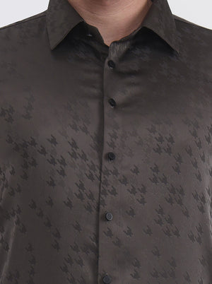 Grey Printed Slim Fit Party Wear Shirt | Wyre