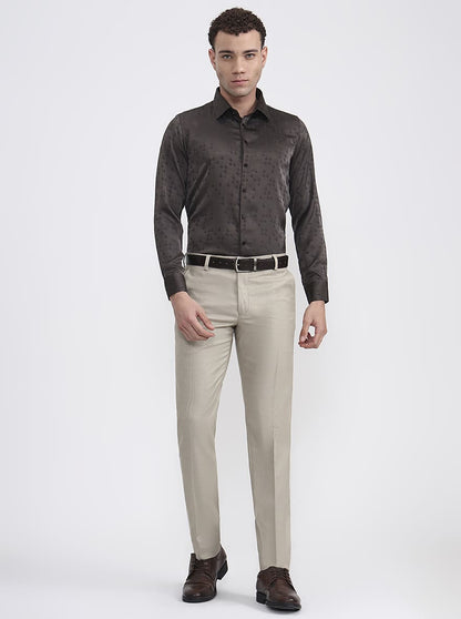 Grey Printed Slim Fit Party Wear Shirt | Wyre