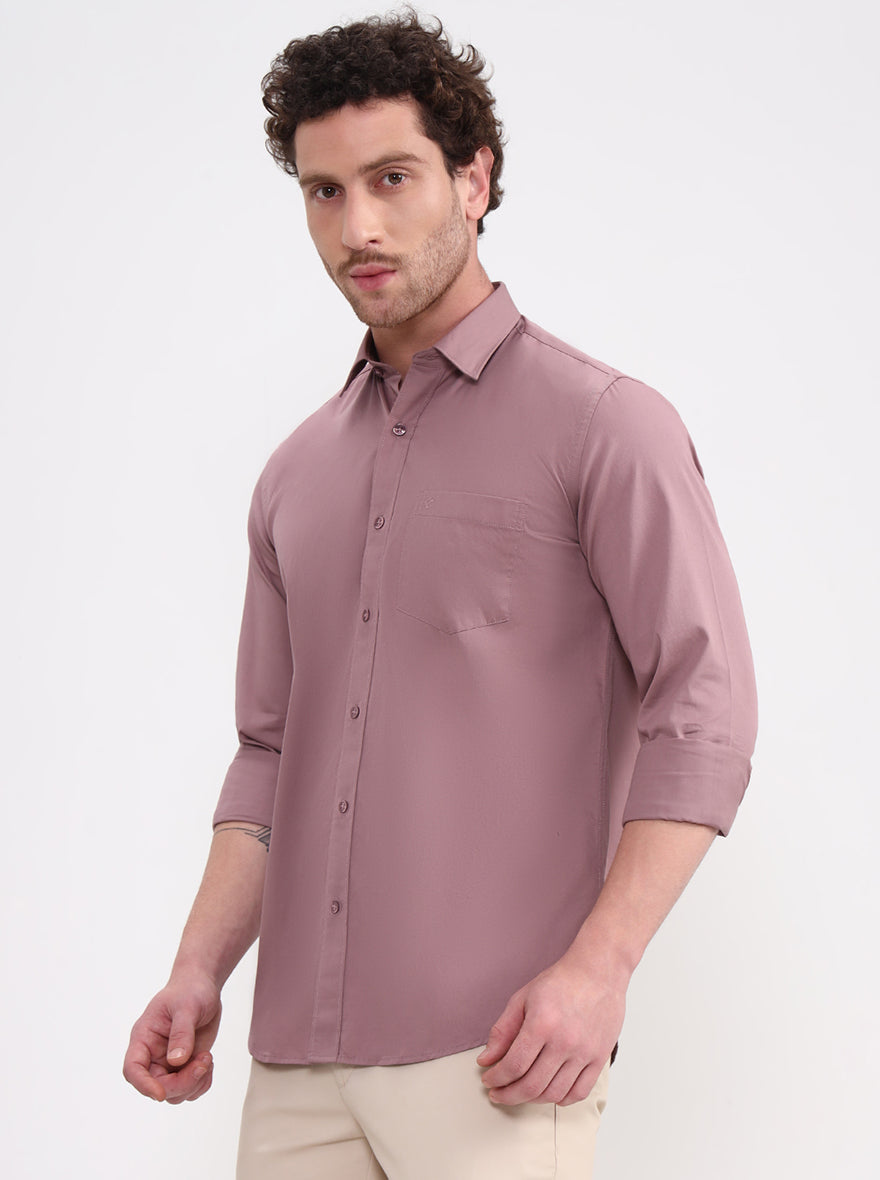 Peach Solid Smart Fit Semi Casual Shirt | Greenfibre
