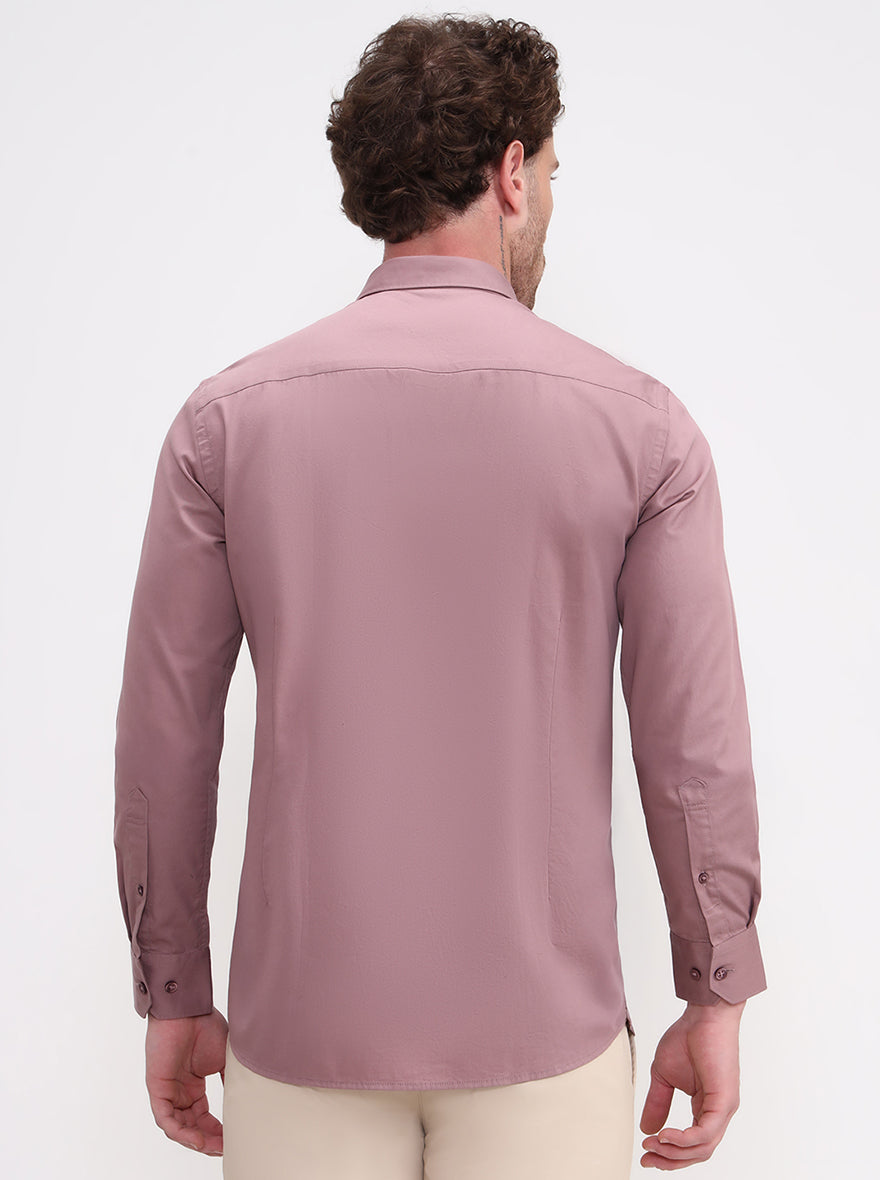 Peach Solid Smart Fit Semi Casual Shirt | Greenfibre