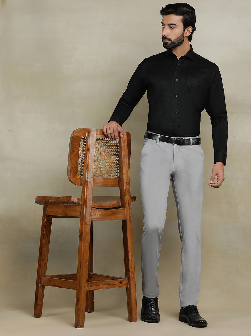 Black Dobby Regular Fit Formal Shirt | JadeBlue