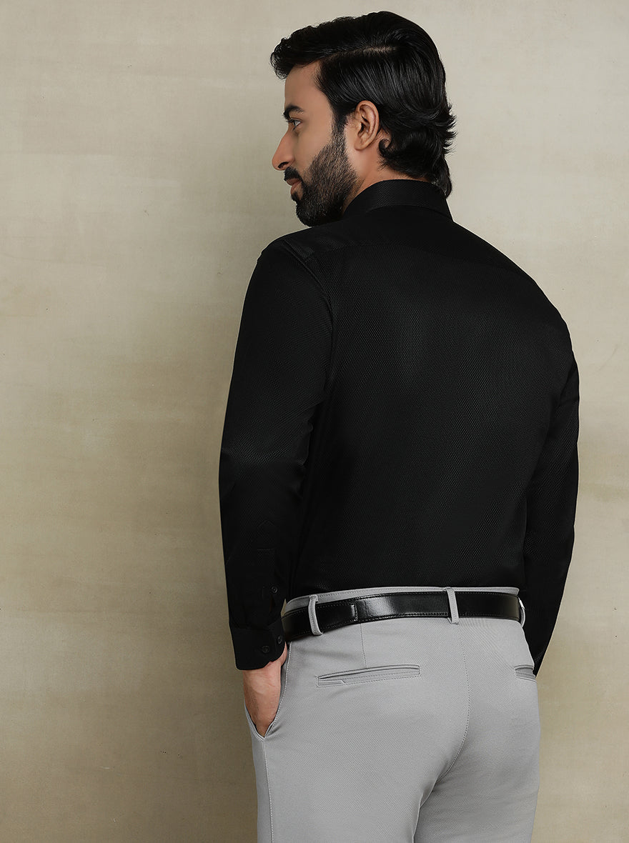 Black Dobby Regular Fit Formal Shirt | JadeBlue