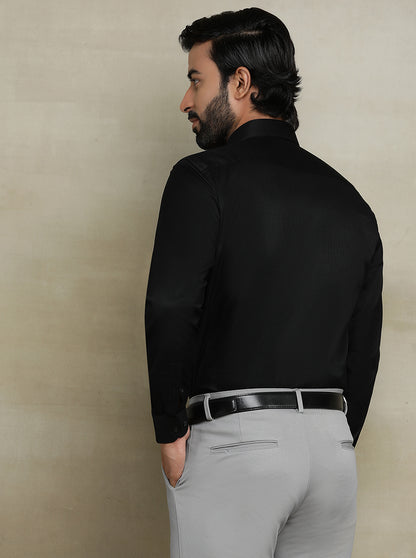 Black Dobby Regular Fit Formal Shirt | JadeBlue