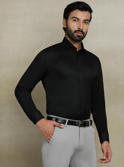 Black Dobby Regular Fit Formal Shirt | JadeBlue