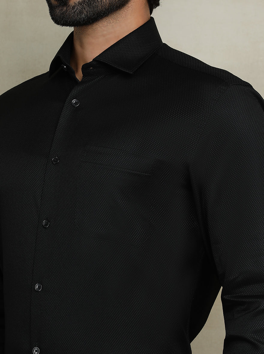 Black Dobby Regular Fit Formal Shirt | JadeBlue