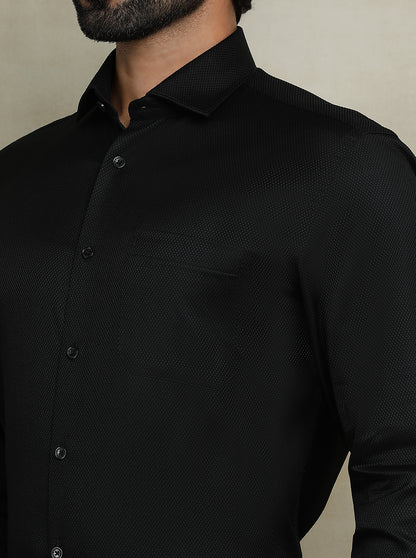 Black Dobby Regular Fit Formal Shirt | JadeBlue