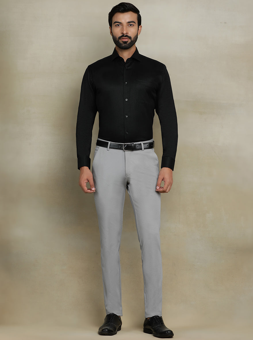 Black Dobby Regular Fit Formal Shirt | JadeBlue