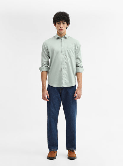 Mint Green Solid Smart Fit Semi Casual Shirt | Greenfibre
