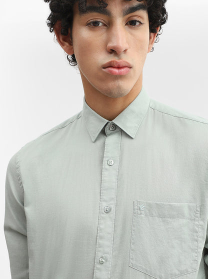 Mint Green Solid Smart Fit Semi Casual Shirt | Greenfibre