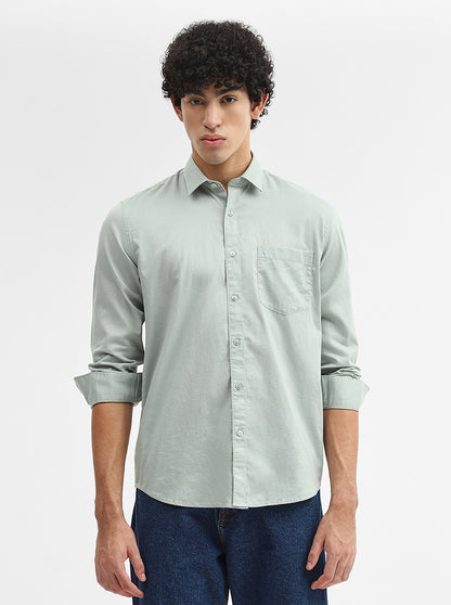 Mint Green Solid Smart Fit Semi Casual Shirt | Greenfibre