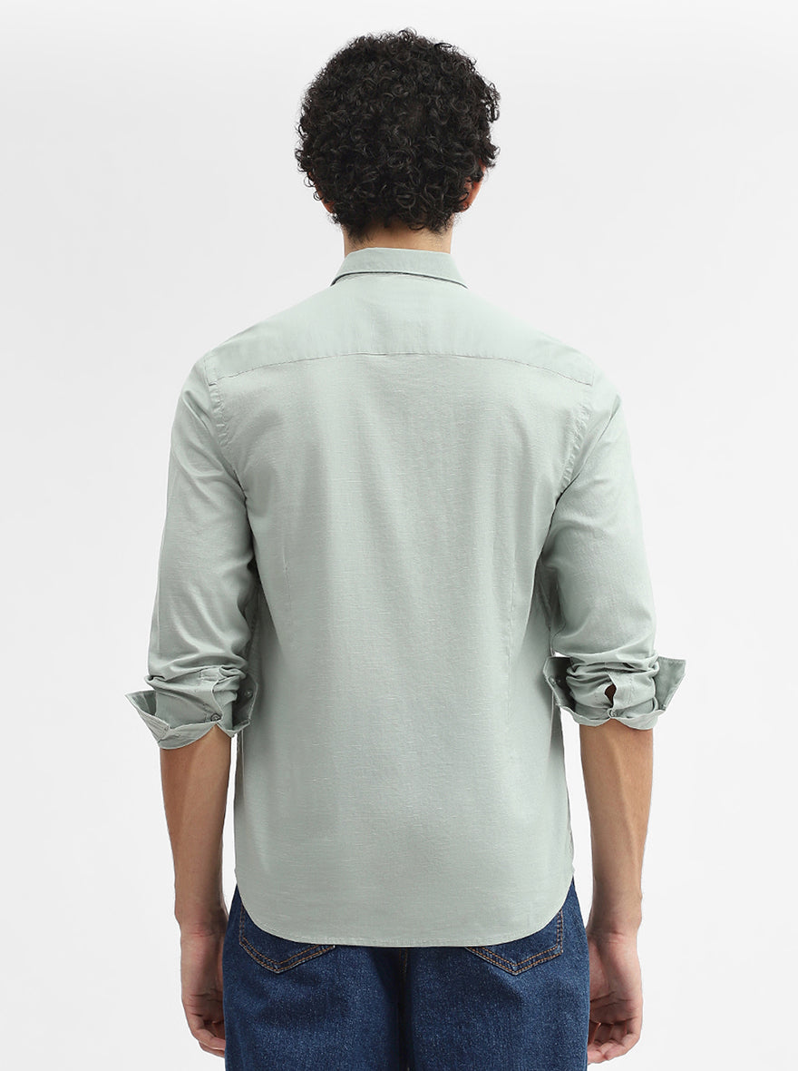 Mint Green Solid Smart Fit Semi Casual Shirt | Greenfibre