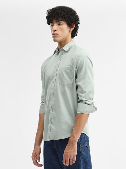 Mint Green Solid Smart Fit Semi Casual Shirt | Greenfibre