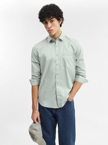 Mint Green Solid Smart Fit Semi Casual Shirt | Greenfibre