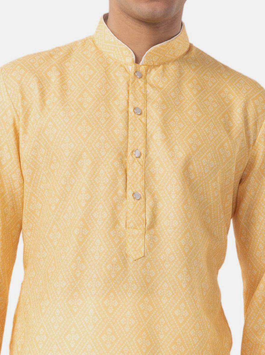 Ethnic Banana Yellow Printed Kurta | The Kurta Company