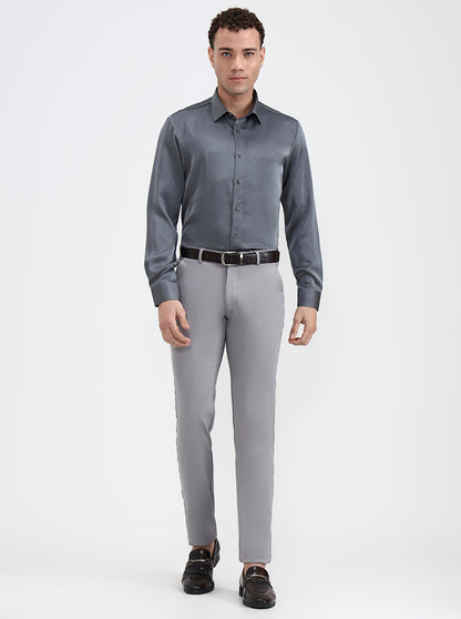 Grey Printed Regular Fit Party Wear Shirt | Wyre