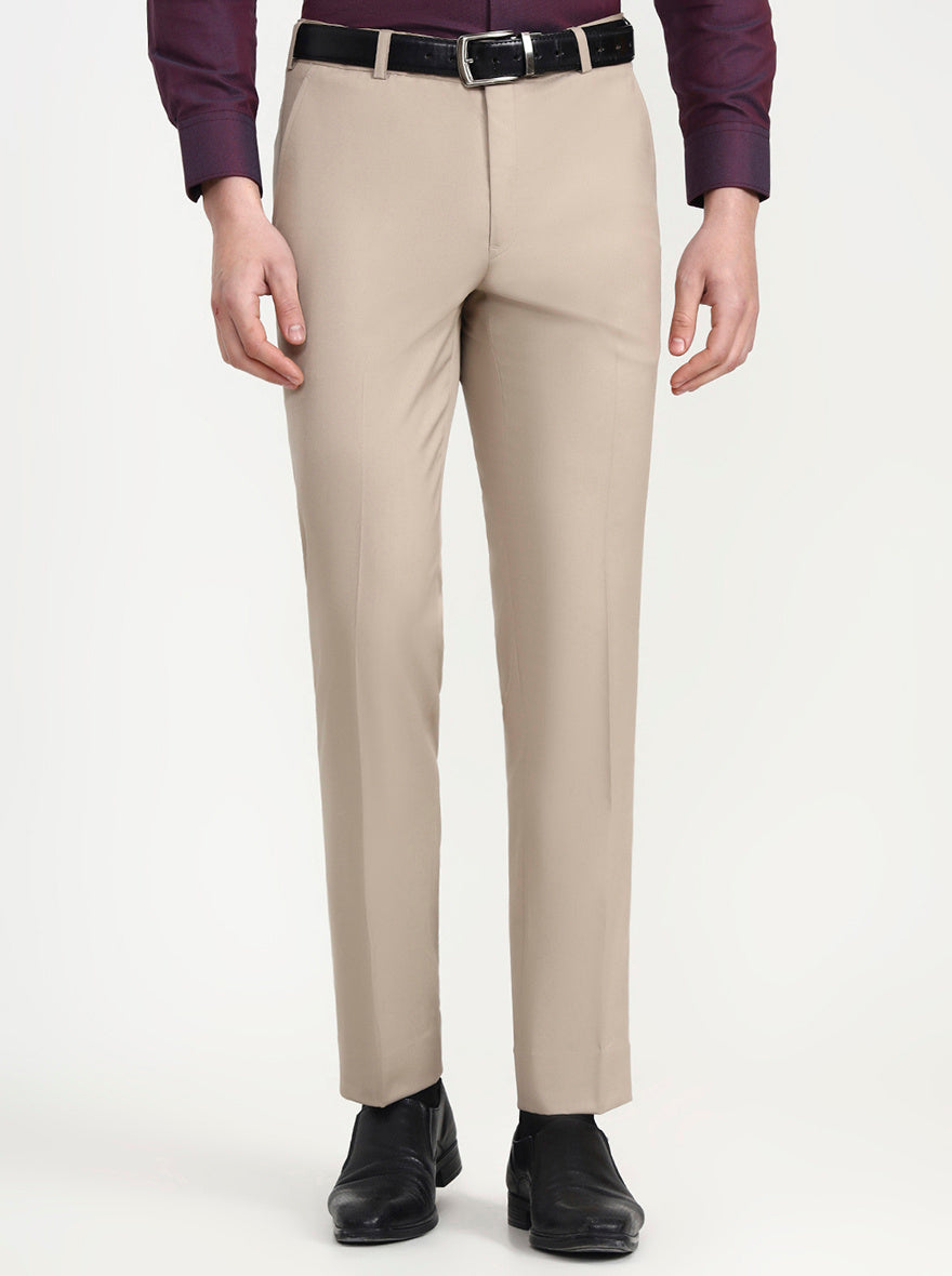 Fawn Solid Slim Fit Formal Trouser | JadeBlue Super Luxe